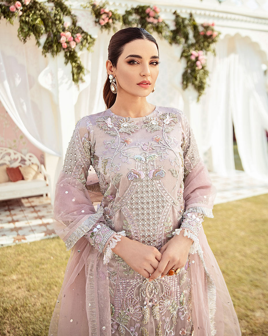Gulaal | Wedding Formals | CLAIR EMBROIDERED NET 3-PIECE SUIT WS-05 - Designer Dress with Intricate embroidery and embellishments. Shop elegent wedding dress at Maria Faisal.