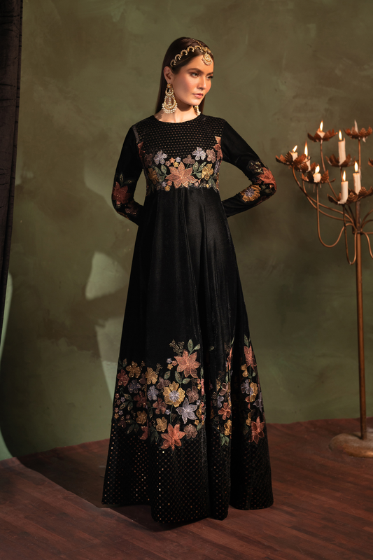 Iznik | Velvet 25 | IV-52 Embroidered Velvet - Formal Dress - available at Maria Faisal in UK and USA.