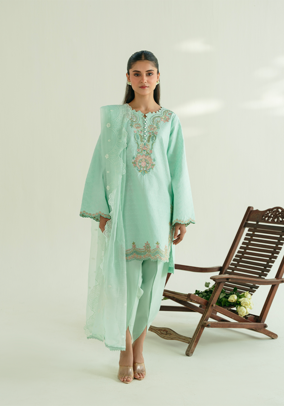 Zarqash | Whispers of Summer | SERENE BLOOM - Casual Dress - available at Maria Faisal in UK and USA.
