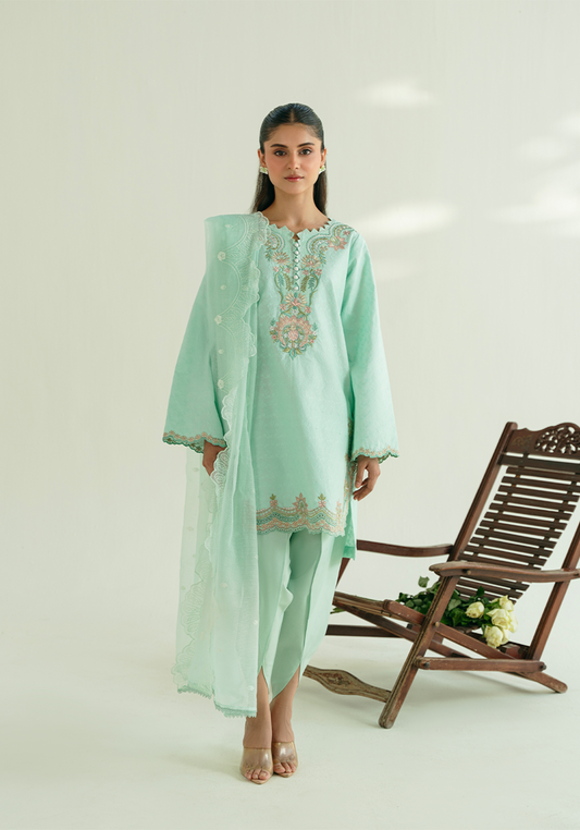 Zarqash | Whispers of Summer | SERENE BLOOM - Casual Dress - available at Maria Faisal in UK and USA.