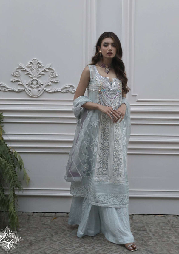 Layla Chatoor | Luxury Pret | Blue Chikankari - Luxury Dress - available at Maria Faisal in UK and USA.