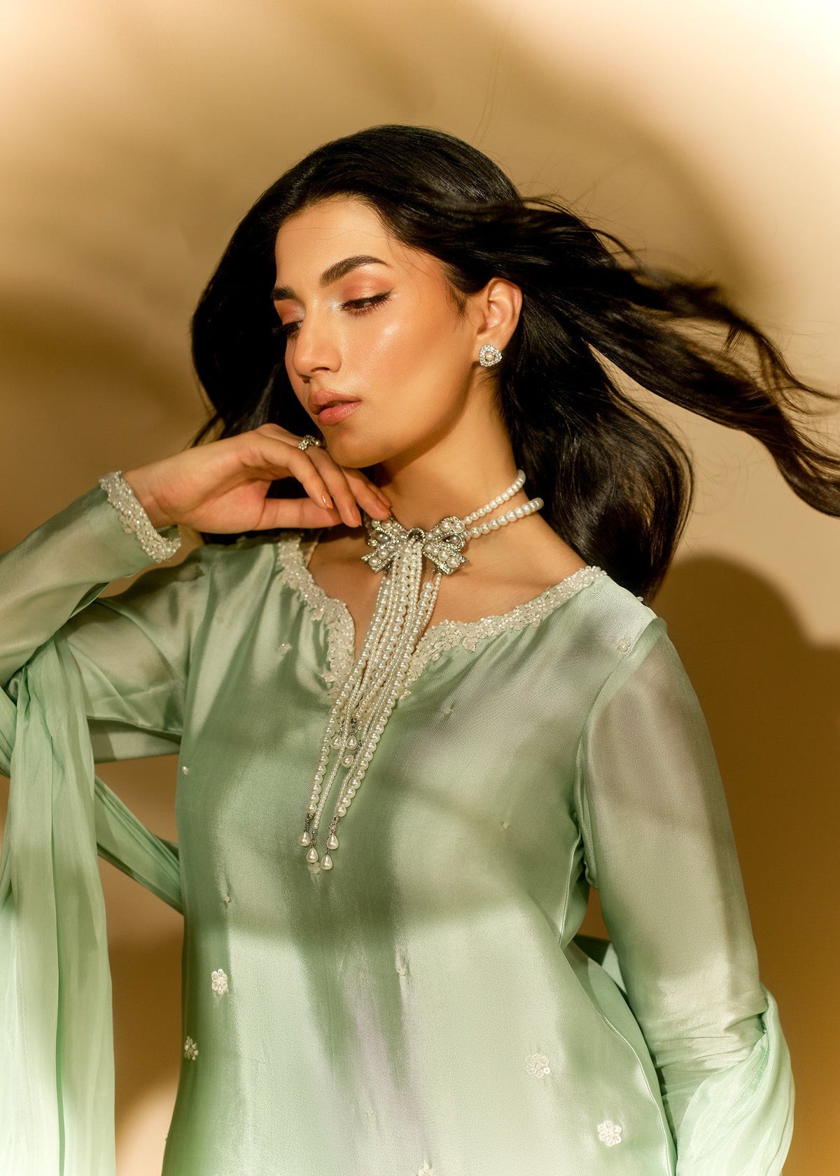 Mahum Asad | The Shadow Line | Halo - Formal Dress - available at Maria Faisal in UK and USA.