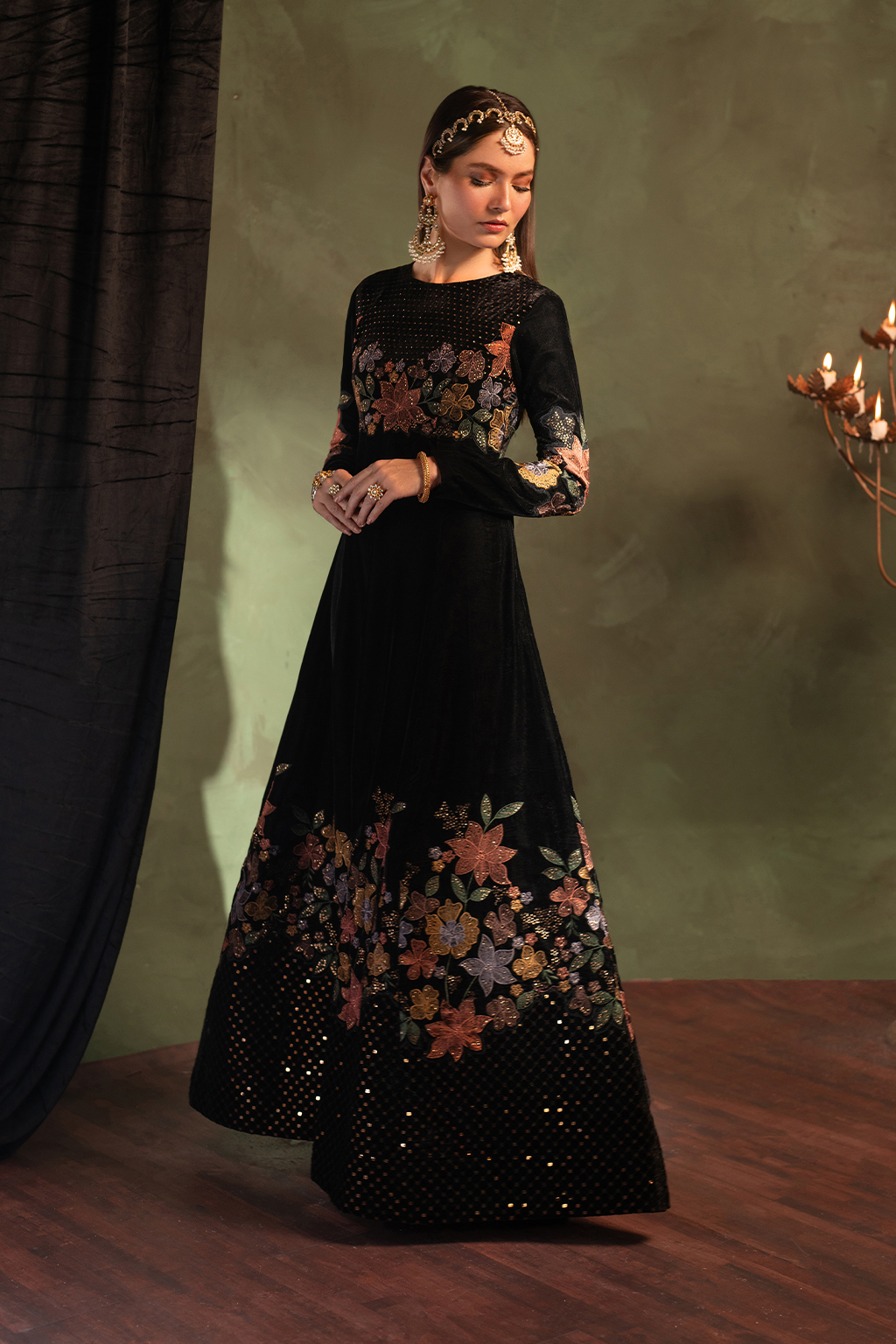 Iznik | Velvet 25 | IV-52 Embroidered Velvet - Formal Dress - available at Maria Faisal in UK and USA.