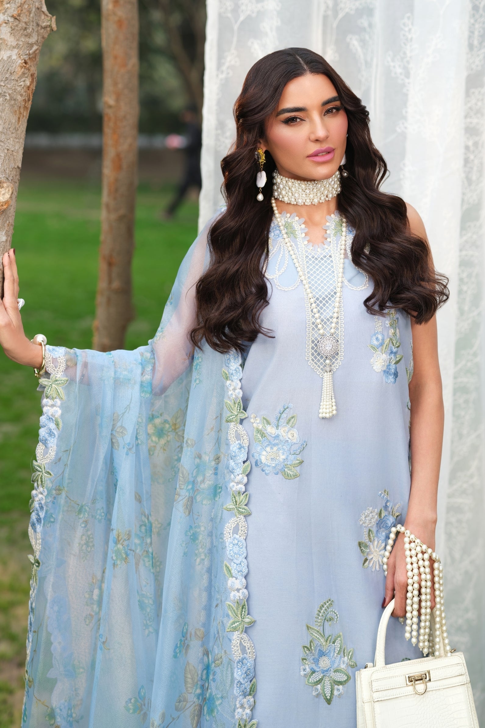 Maryam Hussain | Luxury Lawn 26 | Frost - Luxury Dress - available at Maria Faisal in UK and USA.
