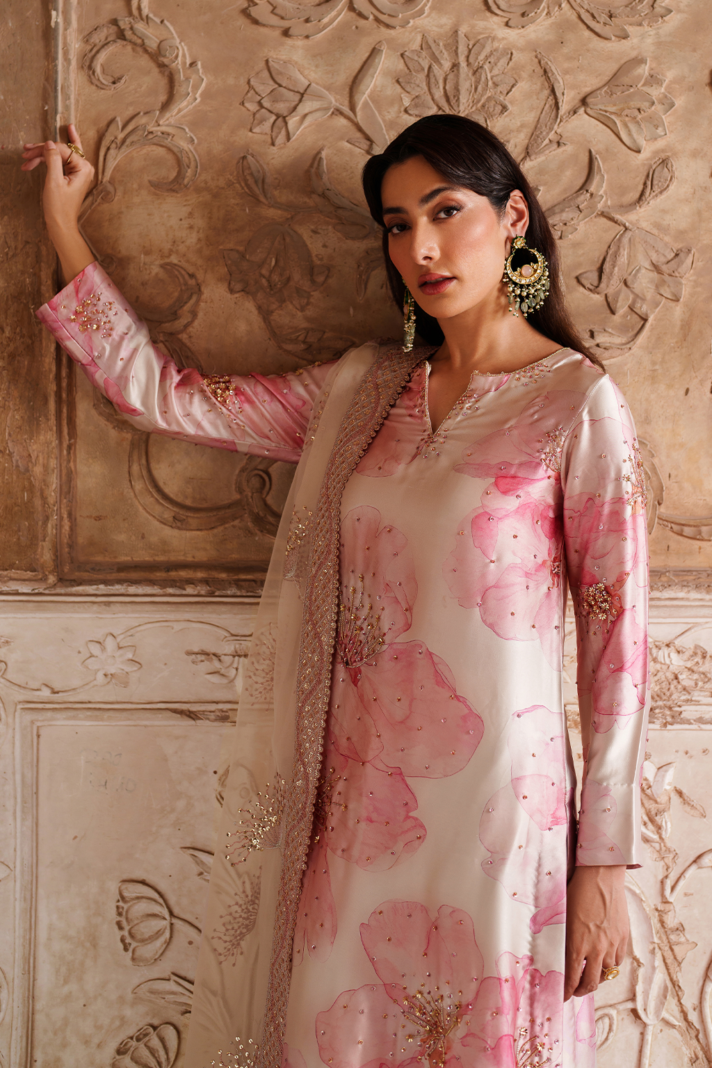 Iznik | Festive Formal | UE-547 Printed Charmeuse - Ladies Clothes - Maria Faisal