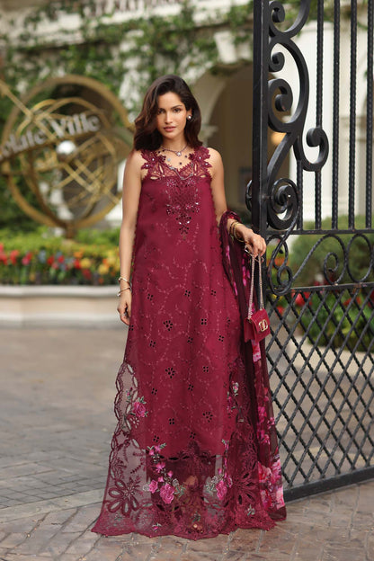 Noor by Saadia Asad | Eid Luxe Chikankari 26 | D3 -Bordeaux - Luxury Dress - available at Maria Faisal in UK and USA.
