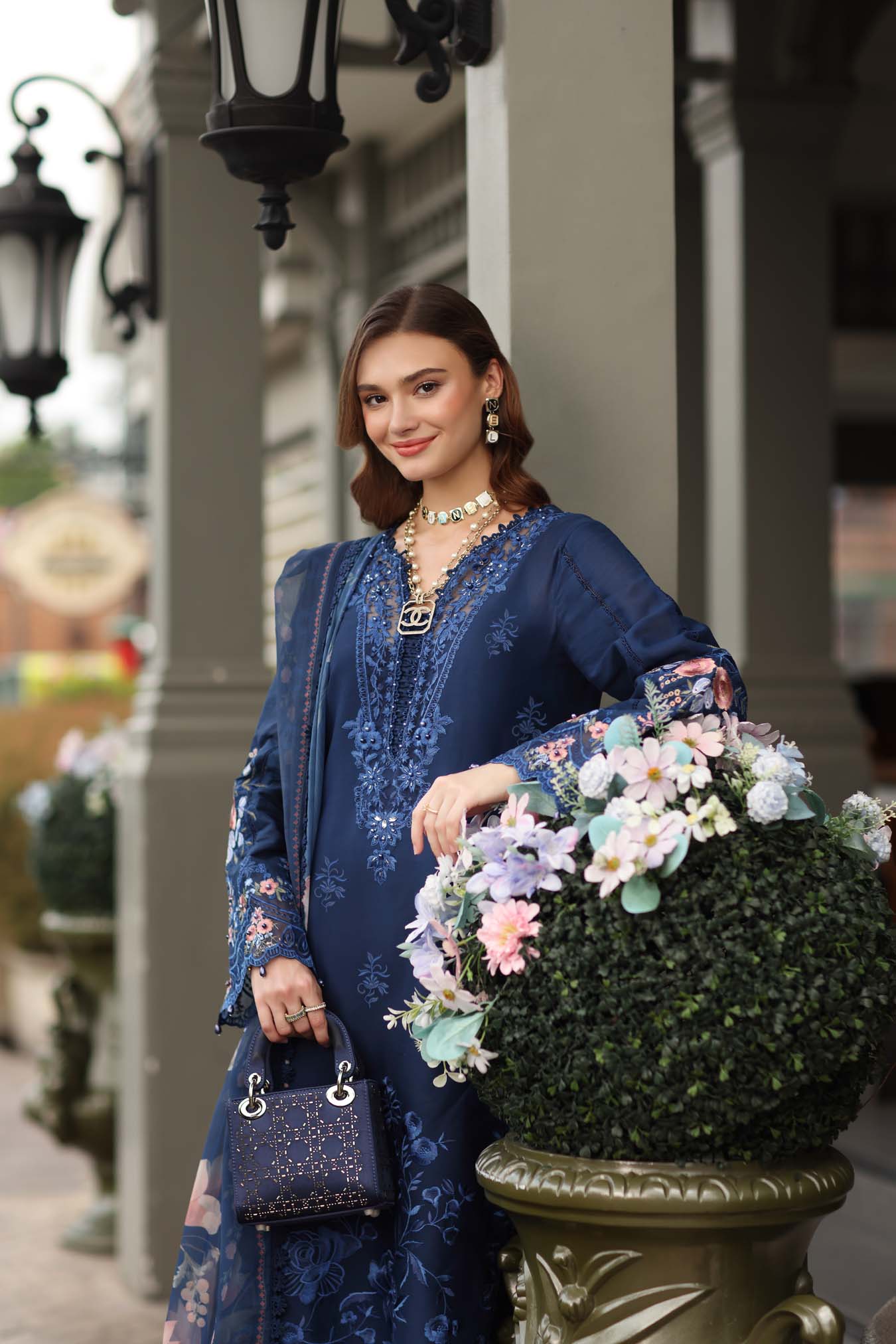 Noor by Saadia Asad | Eid Luxe Chikankari 26 | D11 - Sapphire Blue - Luxury Dress - available at Maria Faisal in UK and USA.