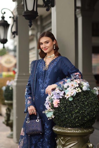 Noor by Saadia Asad | Eid Luxe Chikankari 26 | D11 - Sapphire Blue - Luxury Dress - available at Maria Faisal in UK and USA.