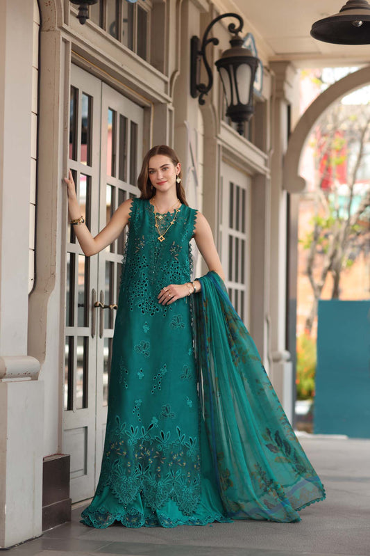 Noor by Saadia Asad | Eid Luxe Chikankari 26 | D1 - Malachite Green - Luxury Dress - available at Maria Faisal in UK and USA.