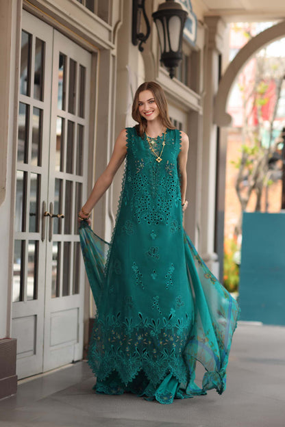 Noor by Saadia Asad | Eid Luxe Chikankari 26 | D1 - Malachite Green - Luxury Dress - available at Maria Faisal in UK and USA.