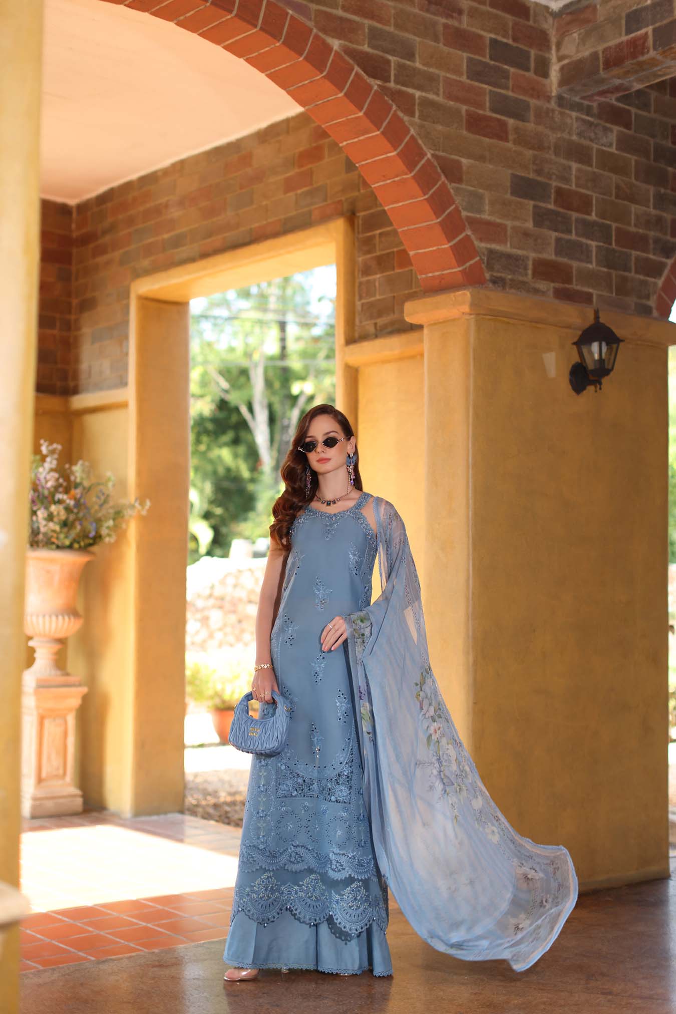 Saadia Asad | Luxury Eid Schiffli Laserkari 26 | D3 - A - Mirelle - Luxury Dress - available at Maria Faisal in UK and USA.
