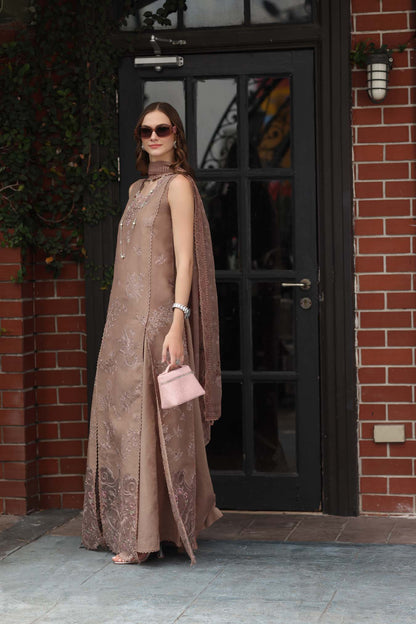 Noor by Saadia Asad | Eid Luxe Chikankari 26 | D12 - Etoupe love - Luxury Dress - available at Maria Faisal in UK and USA.