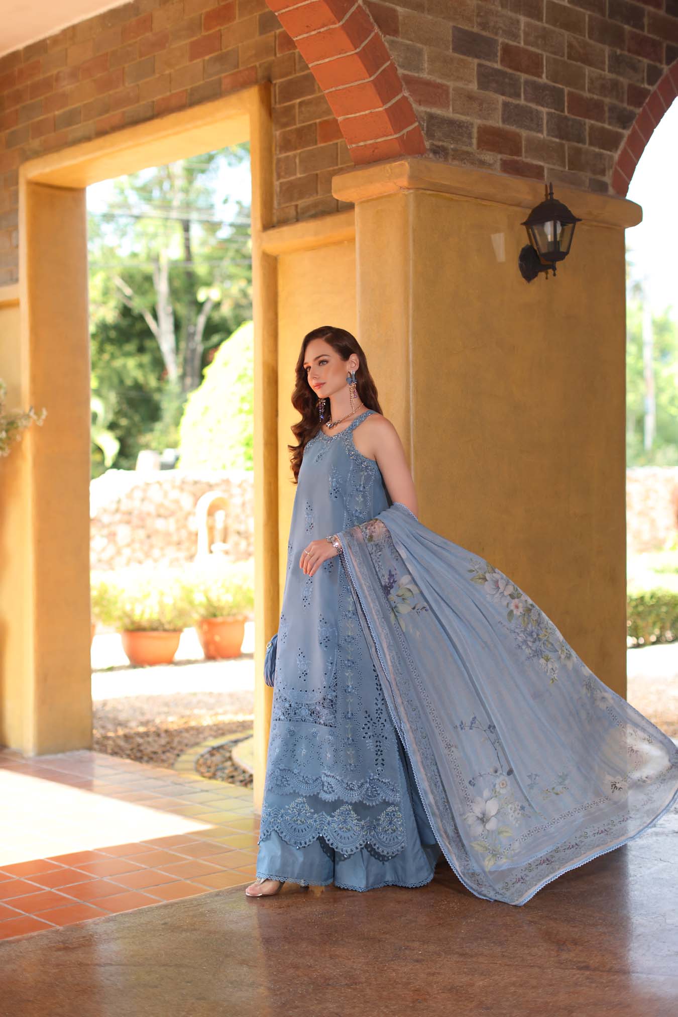 Saadia Asad | Luxury Eid Schiffli Laserkari 26 | D3 - A - Mirelle - Luxury Dress - available at Maria Faisal in UK and USA.