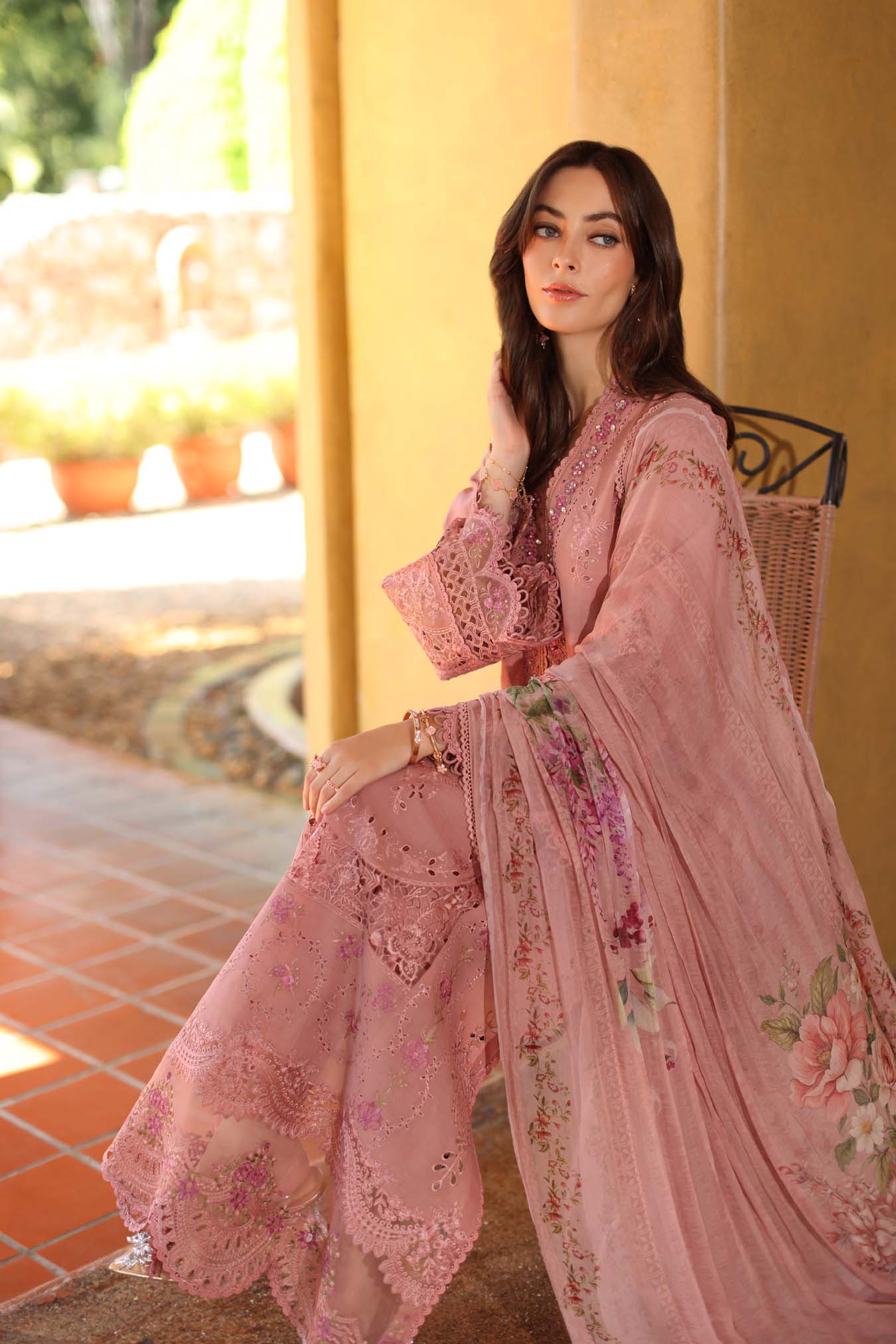 Saadia Asad | Luxury Eid Schiffli Laserkari 26 |D3 - B - Mirelle - Luxury Dress - available at Maria Faisal in UK and USA.