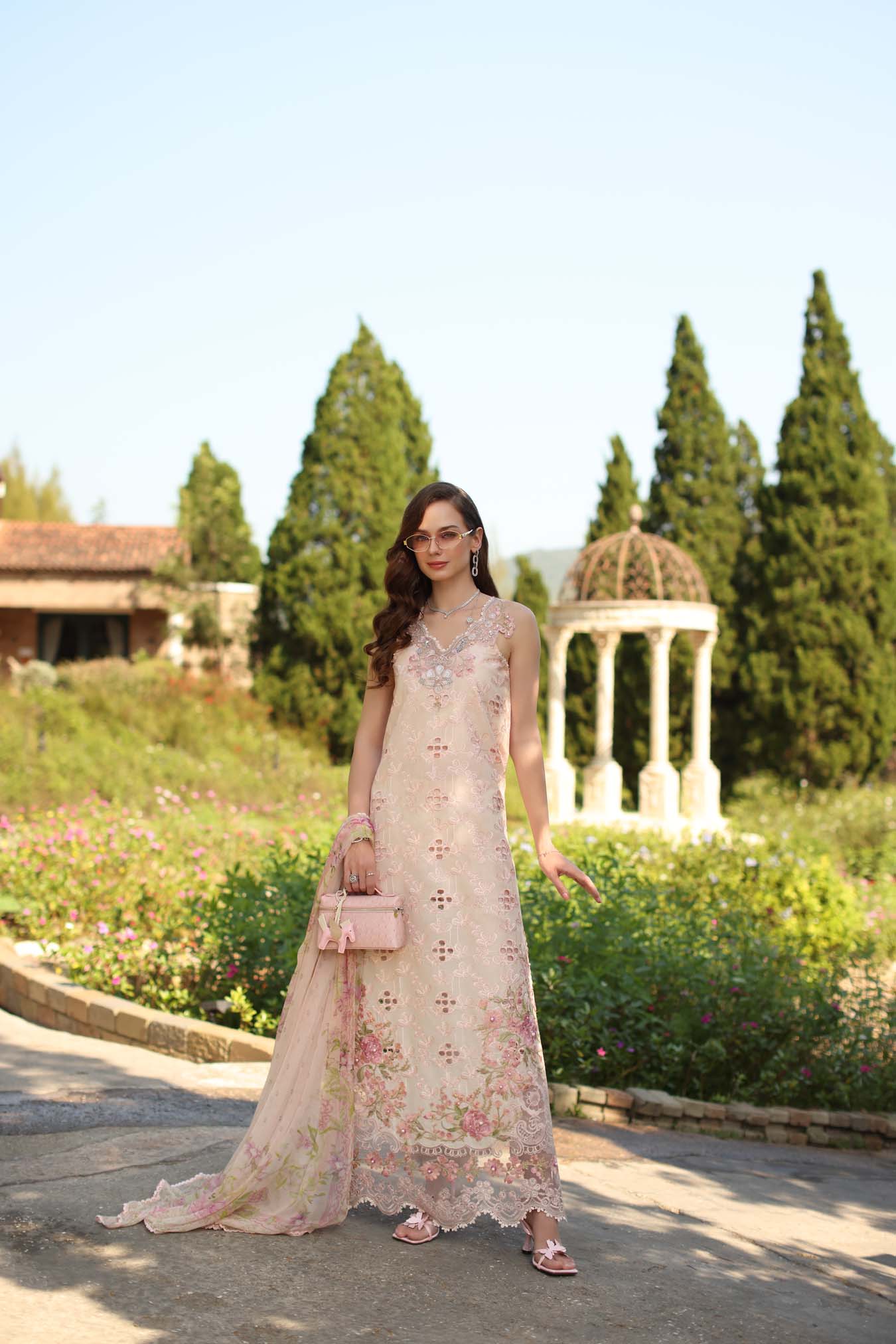 Saadia Asad | Luxury Eid Schiffli Laserkari 26 | D7 - A - Florine - Luxury Dress - available at Maria Faisal in UK and USA.