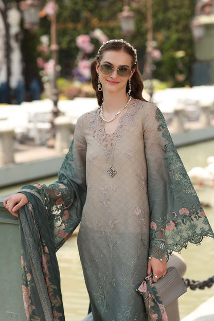 Noor by Saadia Asad | Eid Luxe Chikankari 26 | D4 - Smoke Zinc - Luxury Dress - available at Maria Faisal in UK and USA.