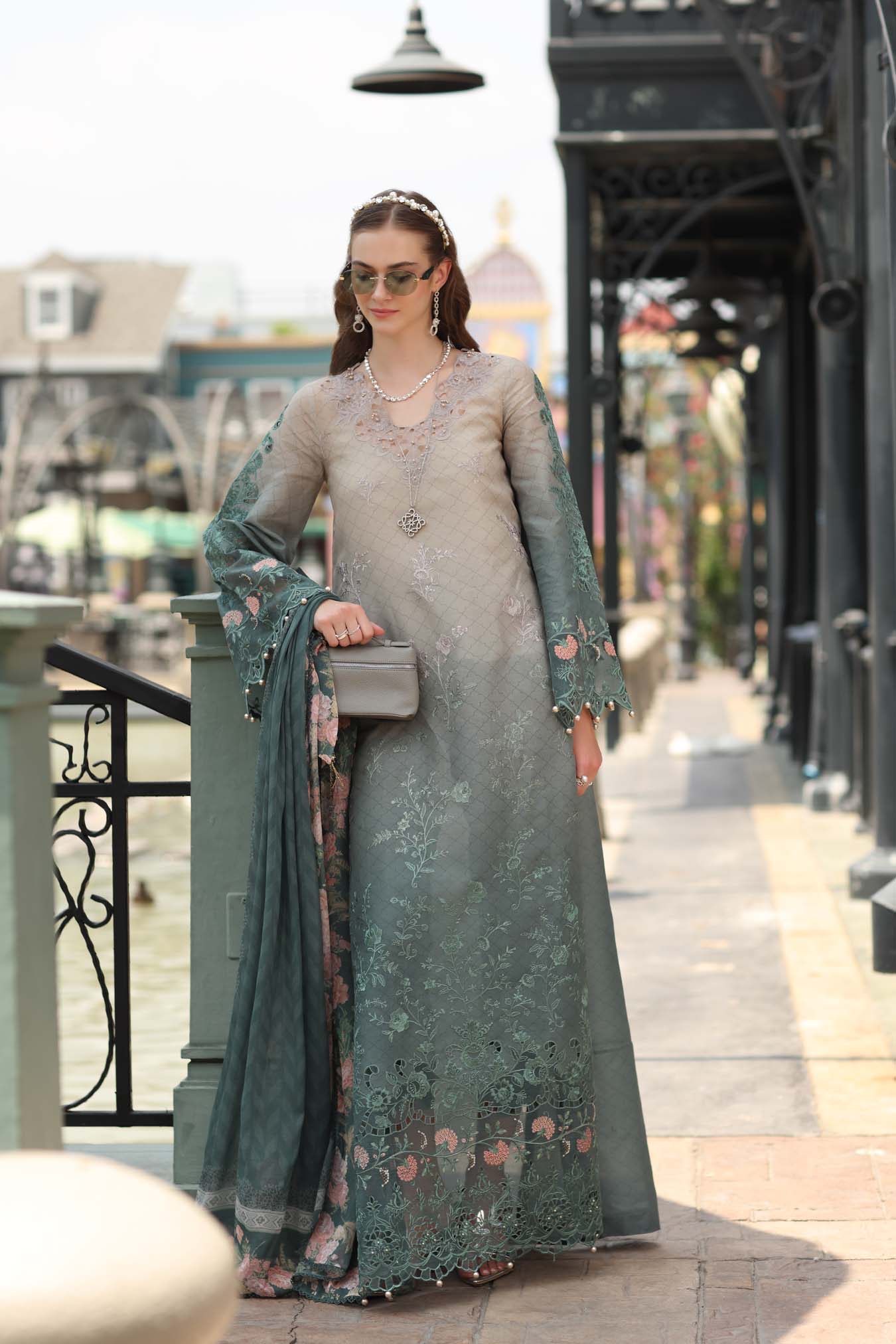 Noor by Saadia Asad | Eid Luxe Chikankari 26 | D4 - Smoke Zinc - Luxury Dress - available at Maria Faisal in UK and USA.
