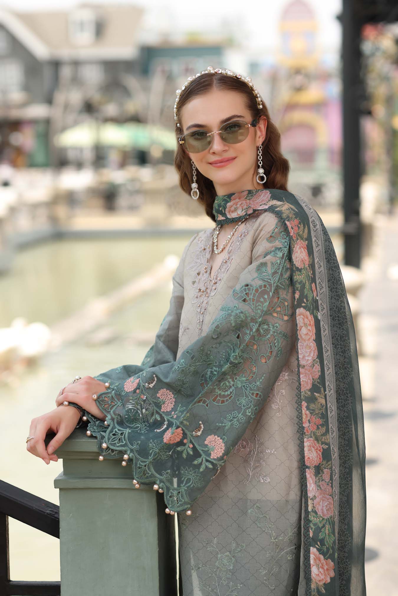 Noor by Saadia Asad | Eid Luxe Chikankari 26 | D4 - Smoke Zinc - Luxury Dress - available at Maria Faisal in UK and USA.
