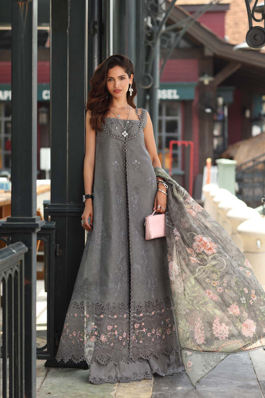 Noor by Saadia Asad | Eid Luxe Chikankari 26 | D9 - Shadow Grey - Luxury Dress - available at Maria Faisal in UK and USA.