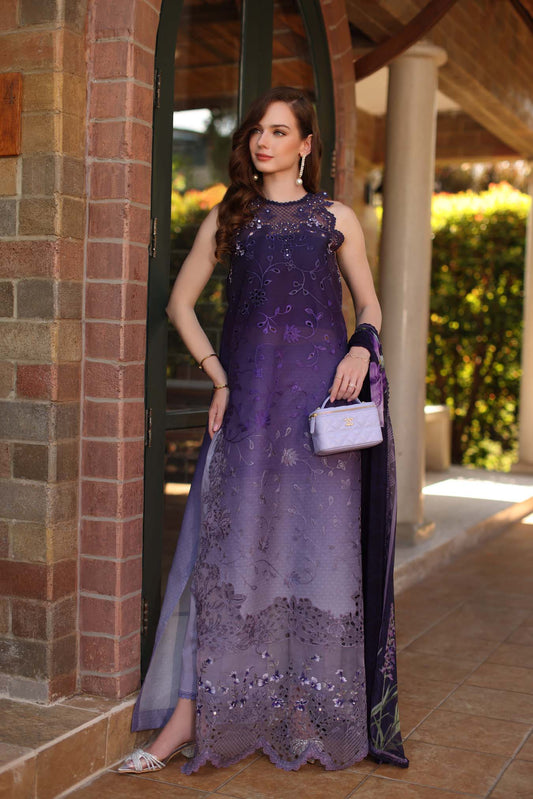 Saadia Asad | Luxury Eid Schiffli Laserkari 26 | D4 - A - Seraphine - Luxury Dress - available at Maria Faisal in UK and USA.
