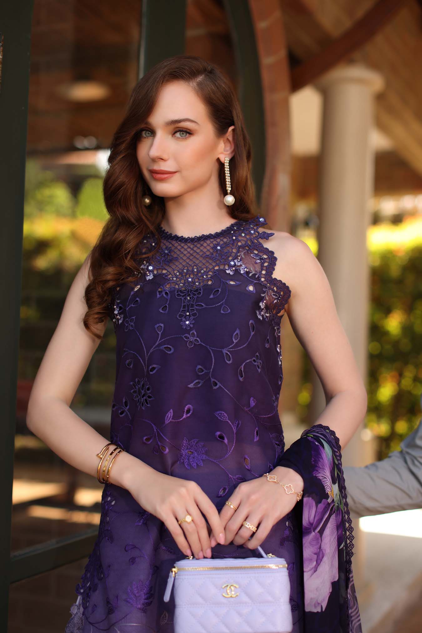 Saadia Asad | Luxury Eid Schiffli Laserkari 26 | D4 - A - Seraphine - Luxury Dress - available at Maria Faisal in UK and USA.