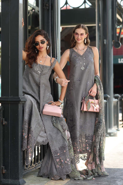 Noor by Saadia Asad | Eid Luxe Chikankari 26 | D9 - Shadow Grey - Luxury Dress - available at Maria Faisal in UK and USA.