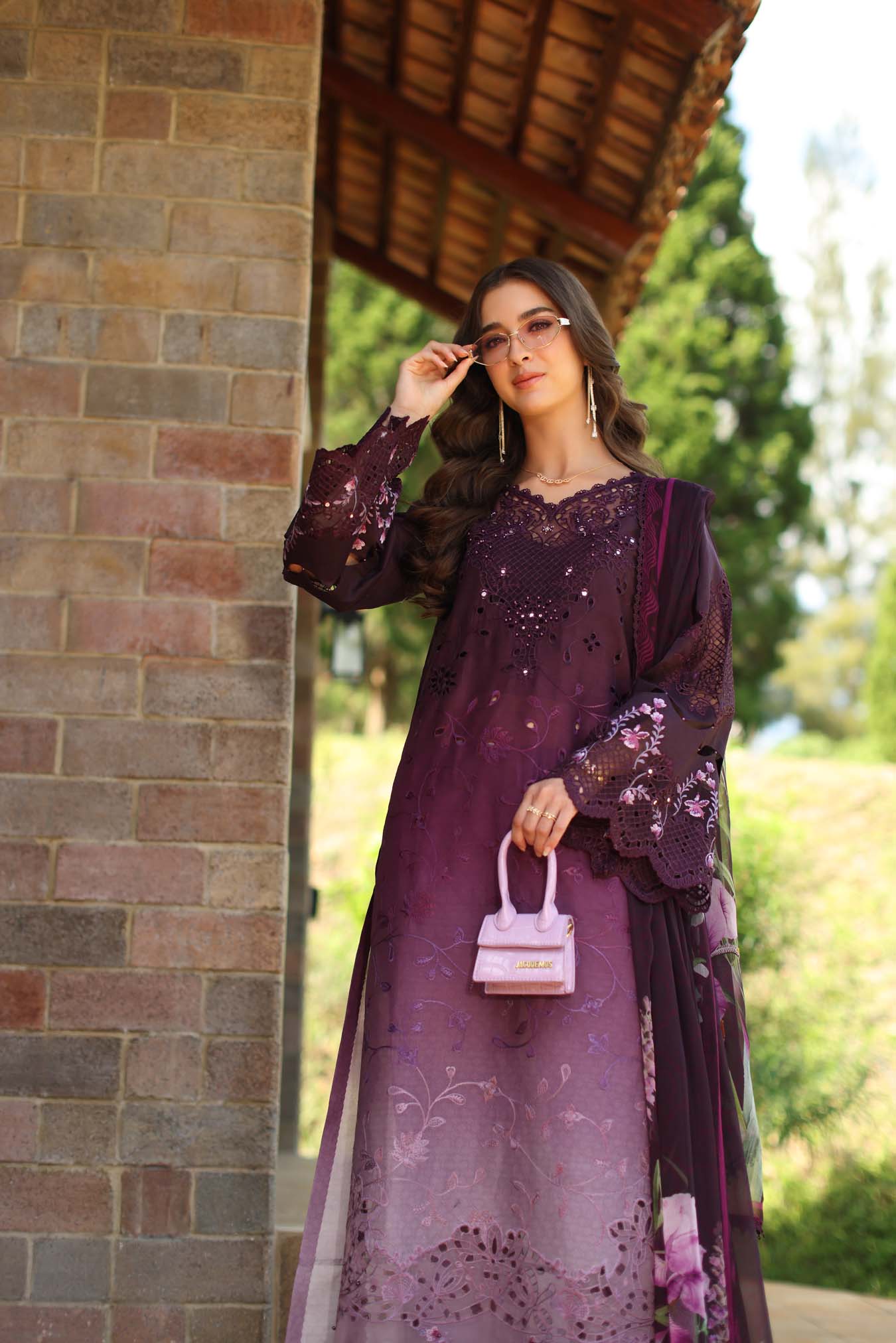 Saadia Asad | Luxury Eid Schiffli Laserkari 26 | D4 - B - Seraphine - Luxury Dress - available at Maria Faisal in UK and USA.
