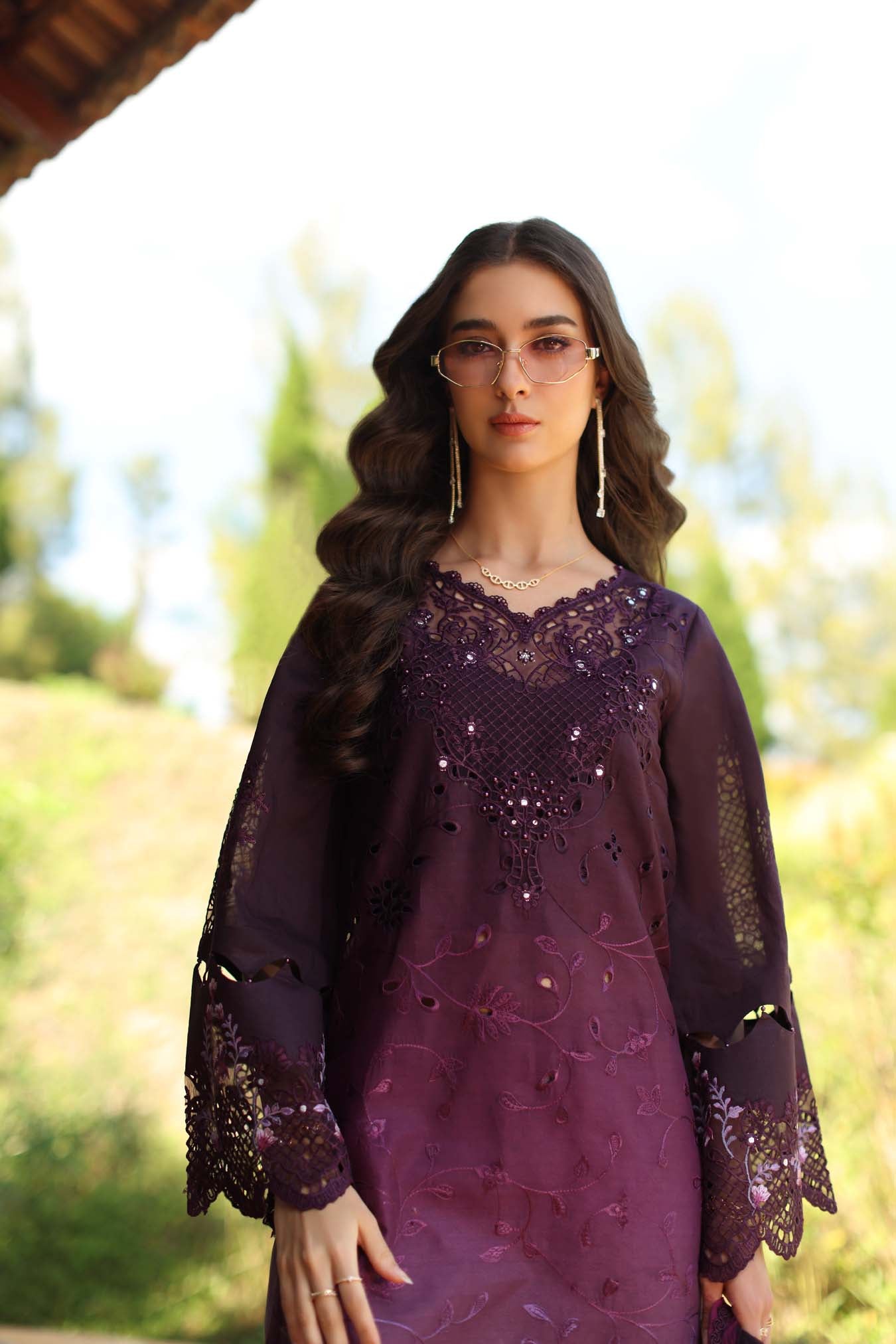 Saadia Asad | Luxury Eid Schiffli Laserkari 26 | D4 - B - Seraphine - Luxury Dress - available at Maria Faisal in UK and USA.