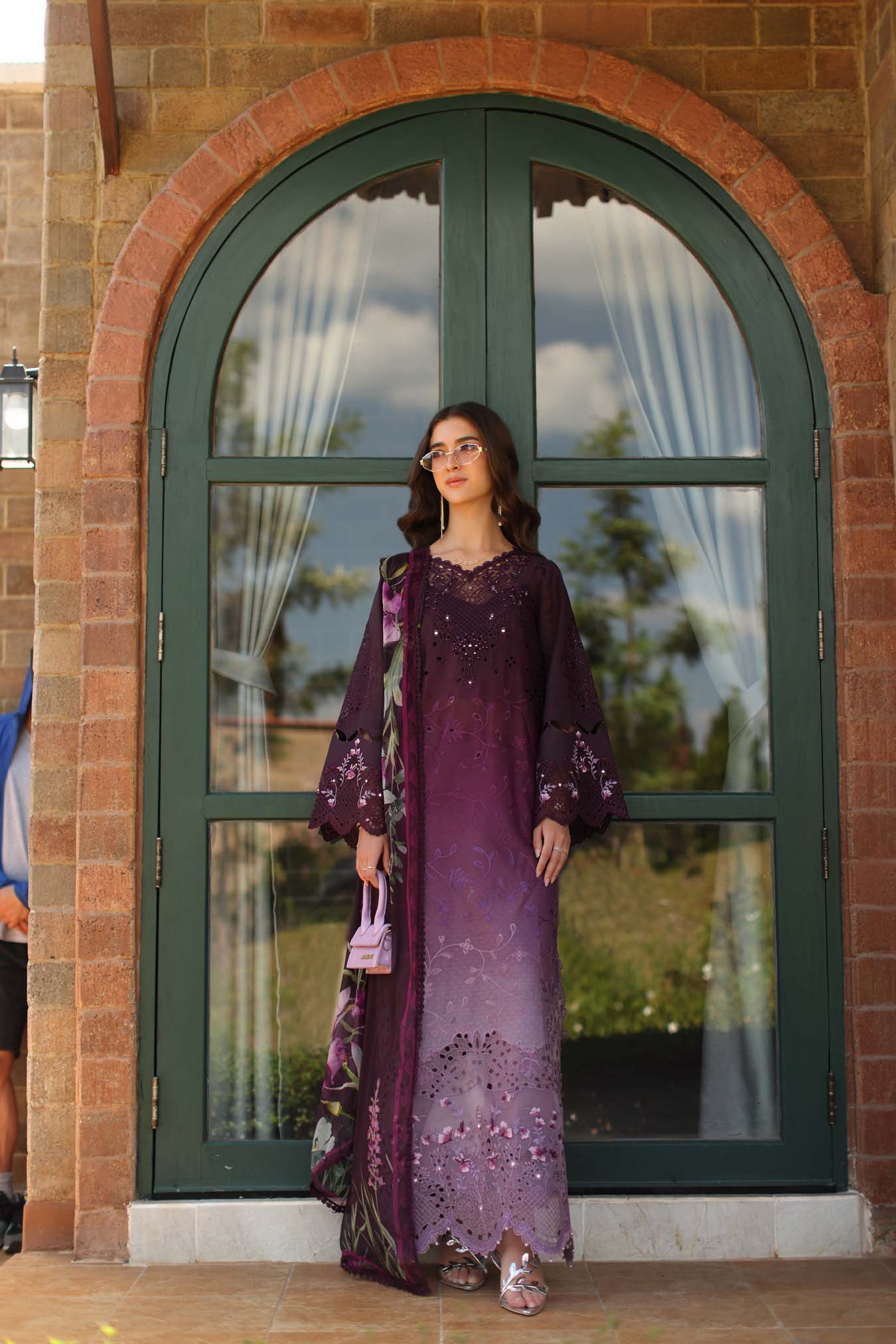 Saadia Asad | Luxury Eid Schiffli Laserkari 26 | D4 - B - Seraphine - Luxury Dress - available at Maria Faisal in UK and USA.