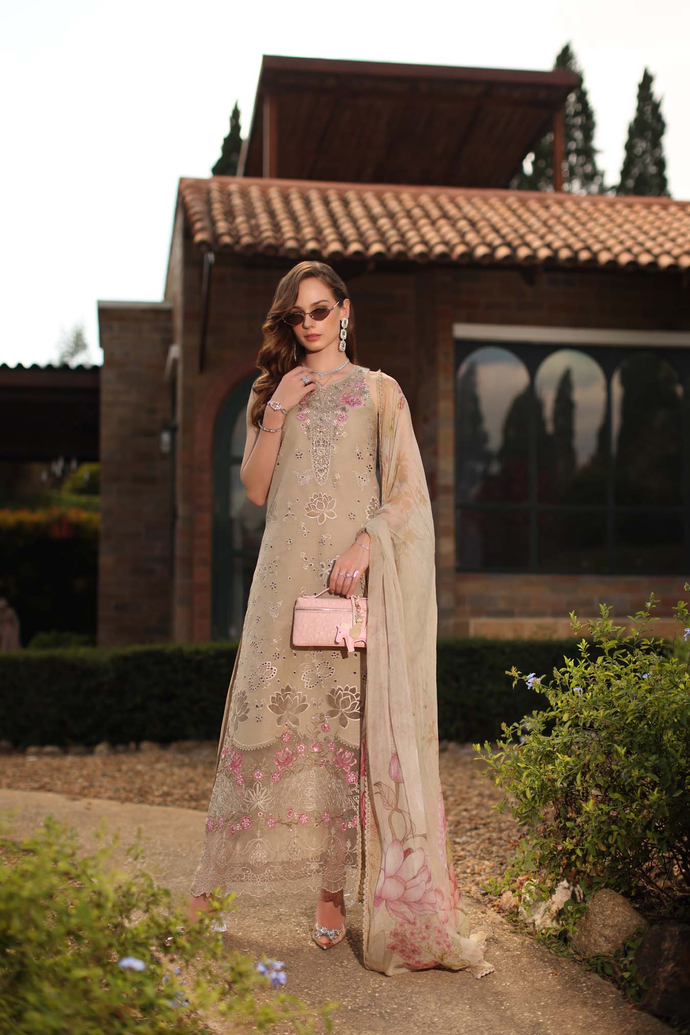 Saadia Asad | Luxury Eid Schiffli Laserkari 26 | D9 - B - Velisse - Luxury Dress - available at Maria Faisal in UK and USA.