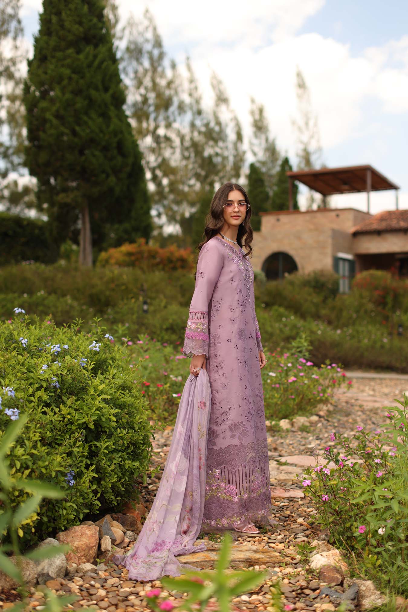 Saadia Asad | Luxury Eid Schiffli Laserkari 26 |D9 - A - Velisse - Luxury Dress - available at Maria Faisal in UK and USA.
