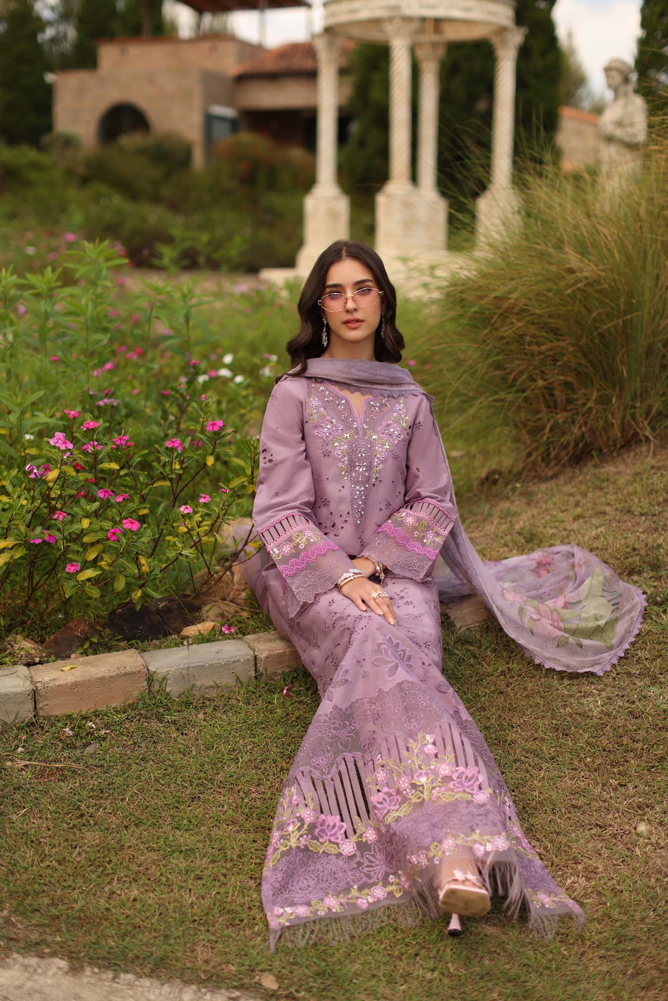 Saadia Asad | Luxury Eid Schiffli Laserkari 26 |D9 - A - Velisse - Luxury Dress - available at Maria Faisal in UK and USA.