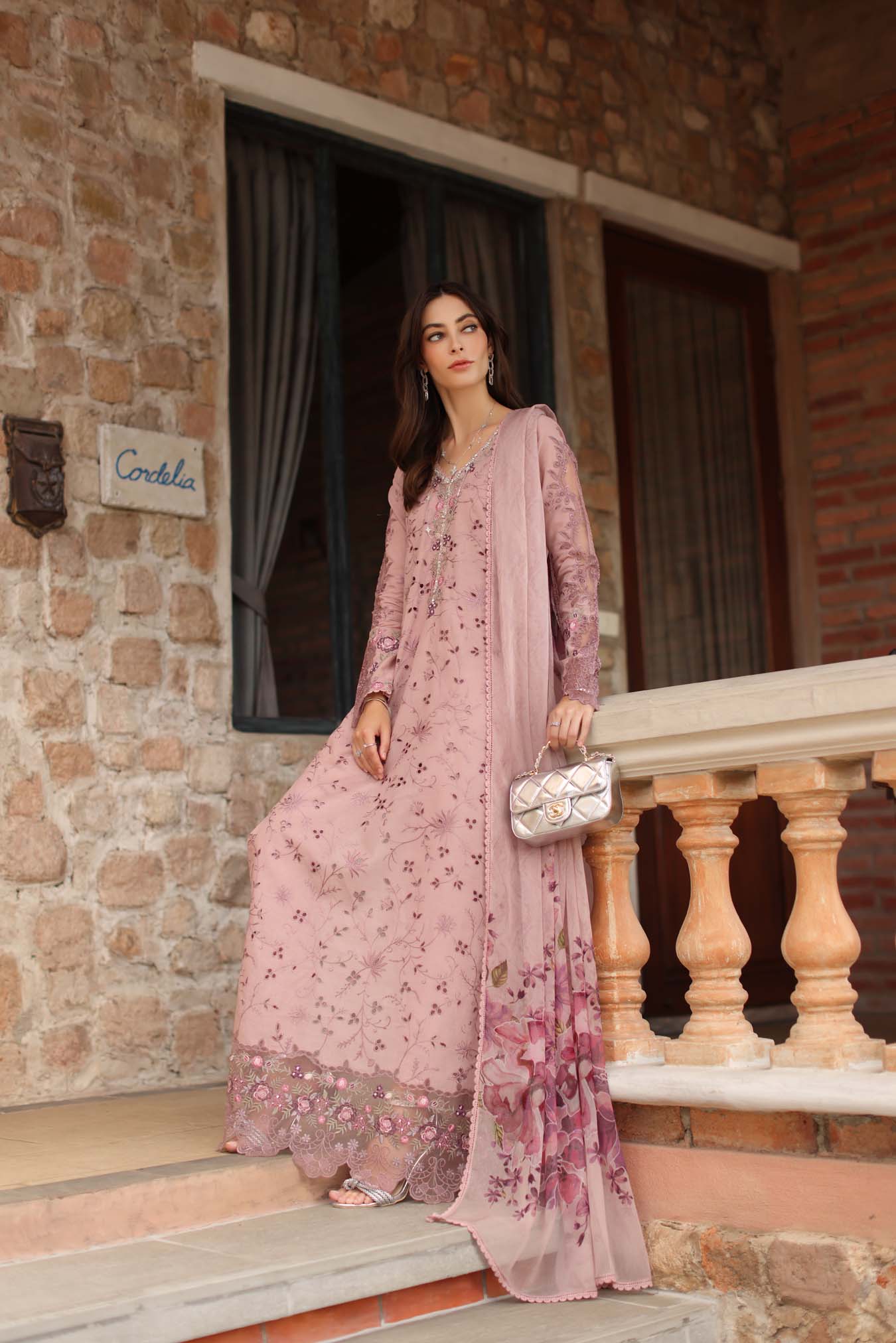 Saadia Asad | Luxury Eid Schiffli Laserkari 26 | D1 - B - Sorina - Luxury Dress - available at Maria Faisal in UK and USA.
