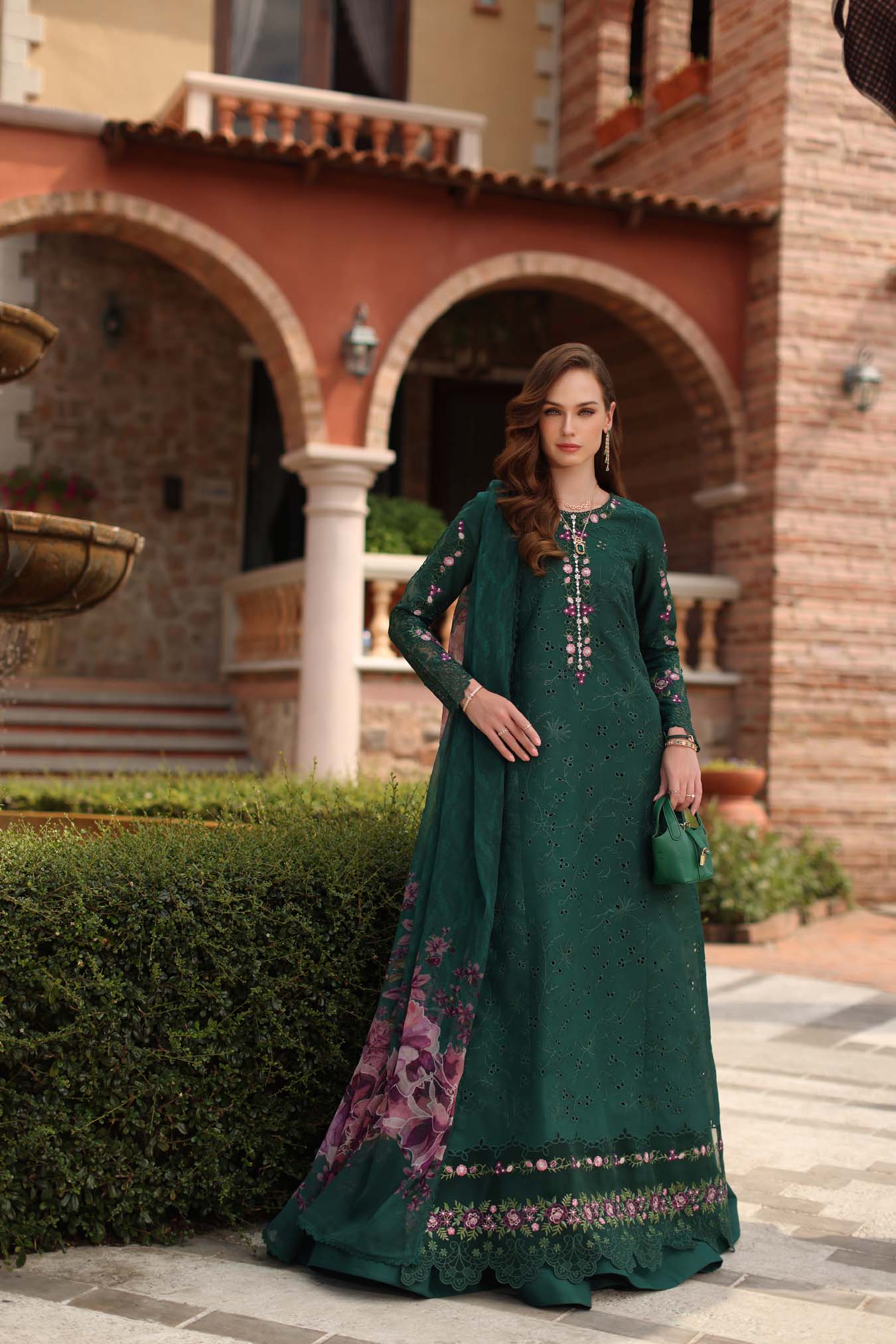 Saadia Asad | Luxury Eid Schiffli Laserkari 26 | D1 - A - Sorina - Luxury Dress - available at Maria Faisal in UK and USA.