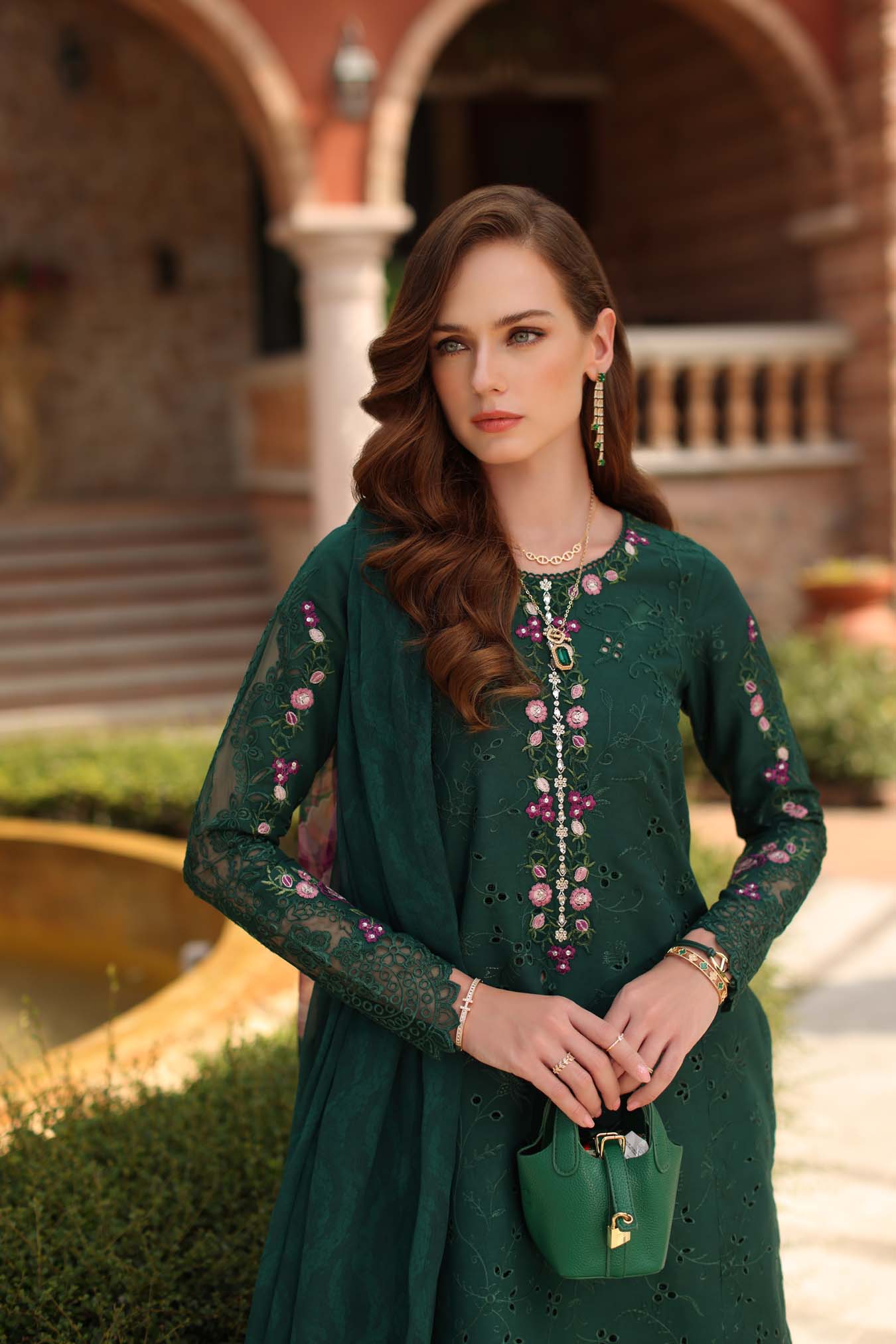 Saadia Asad | Luxury Eid Schiffli Laserkari 26 | D1 - A - Sorina - Luxury Dress - available at Maria Faisal in UK and USA.