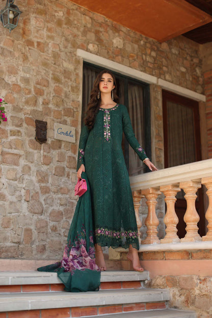 Saadia Asad | Luxury Eid Schiffli Laserkari 26 | D1 - A - Sorina - Luxury Dress - available at Maria Faisal in UK and USA.