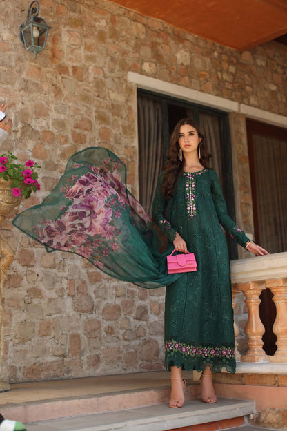 Saadia Asad | Luxury Eid Schiffli Laserkari 26 | D1 - A - Sorina - Luxury Dress - available at Maria Faisal in UK and USA.