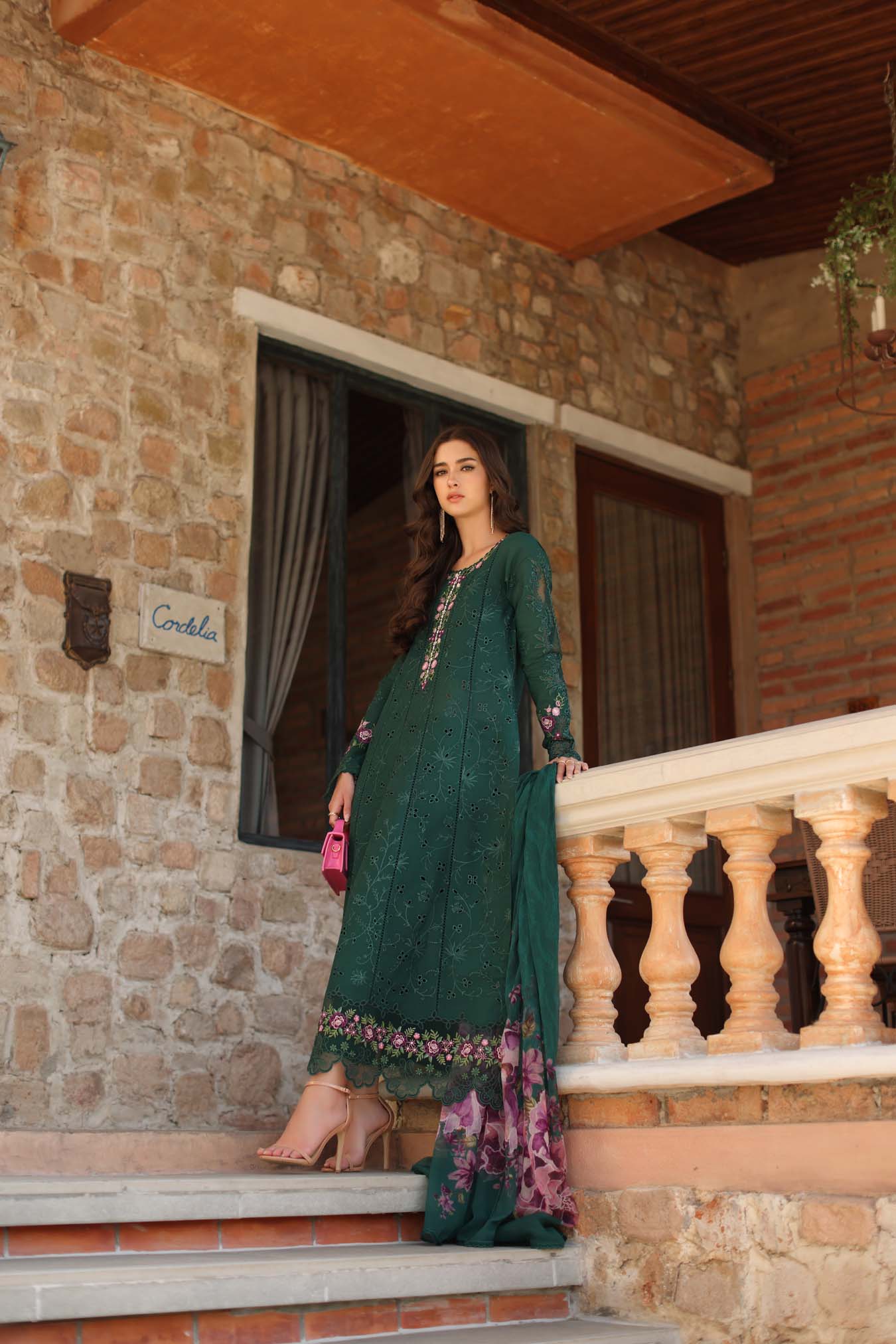 Saadia Asad | Luxury Eid Schiffli Laserkari 26 | D1 - A - Sorina - Luxury Dress - available at Maria Faisal in UK and USA.
