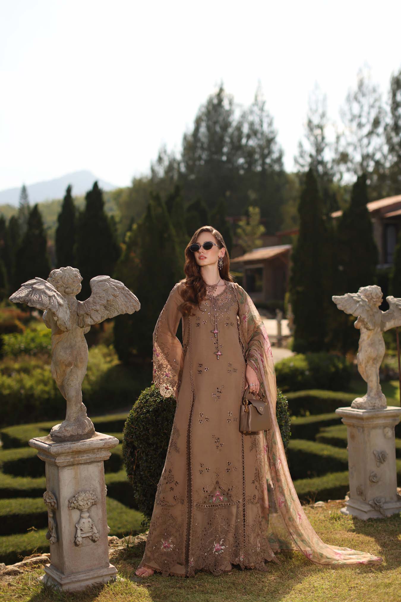 Saadia Asad | Luxury Eid Schiffli Laserkari 26 | D8 - A - Selene - Luxury Dress - available at Maria Faisal in UK and USA.