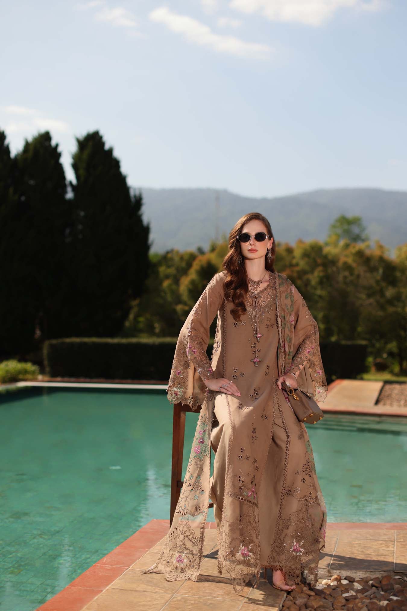 Saadia Asad | Luxury Eid Schiffli Laserkari 26 | D8 - A - Selene - Luxury Dress - available at Maria Faisal in UK and USA.