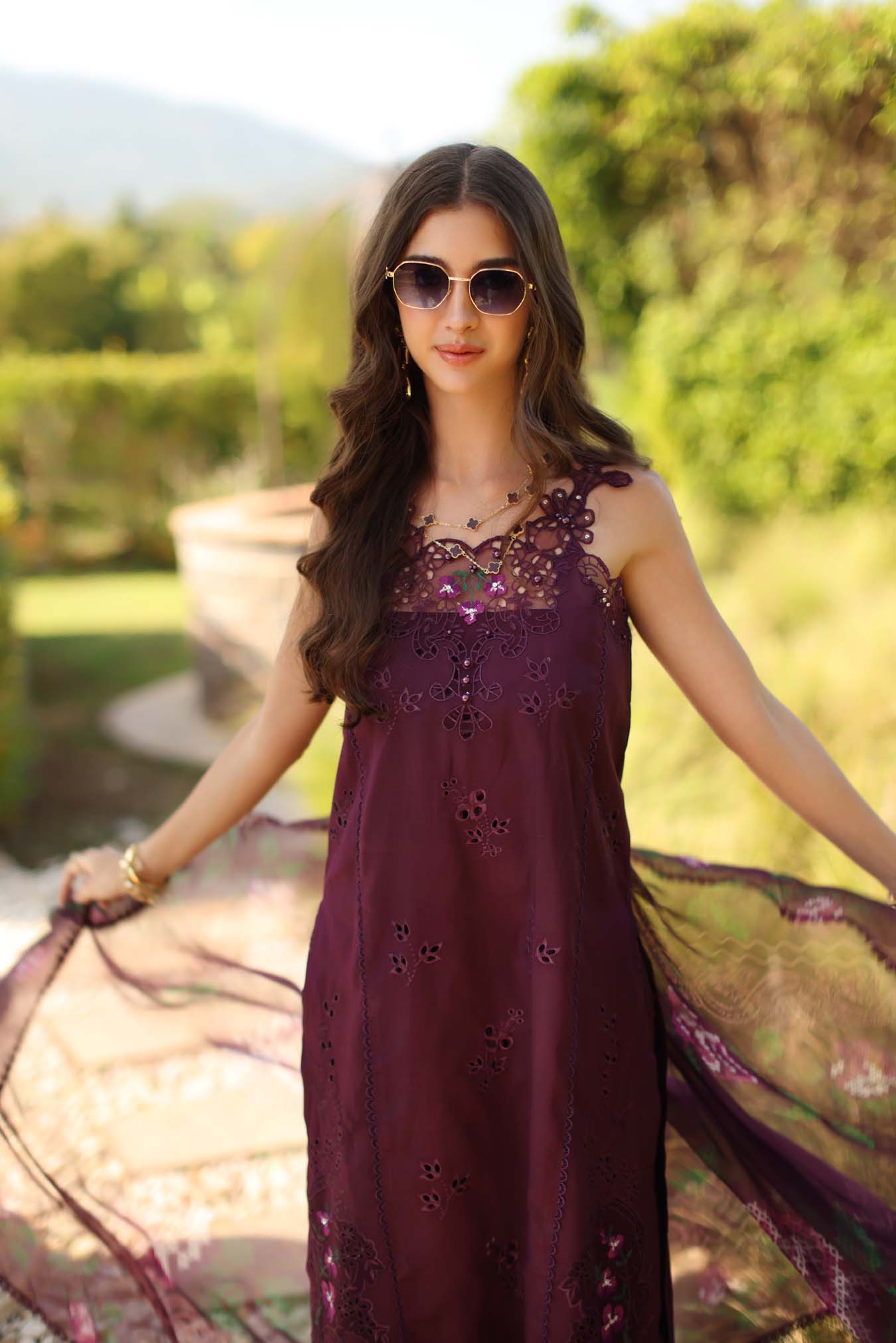 Saadia Asad | Luxury Eid Schiffli Laserkari 26 | D8 - B - Selene - Luxury Dress - available at Maria Faisal in UK and USA.