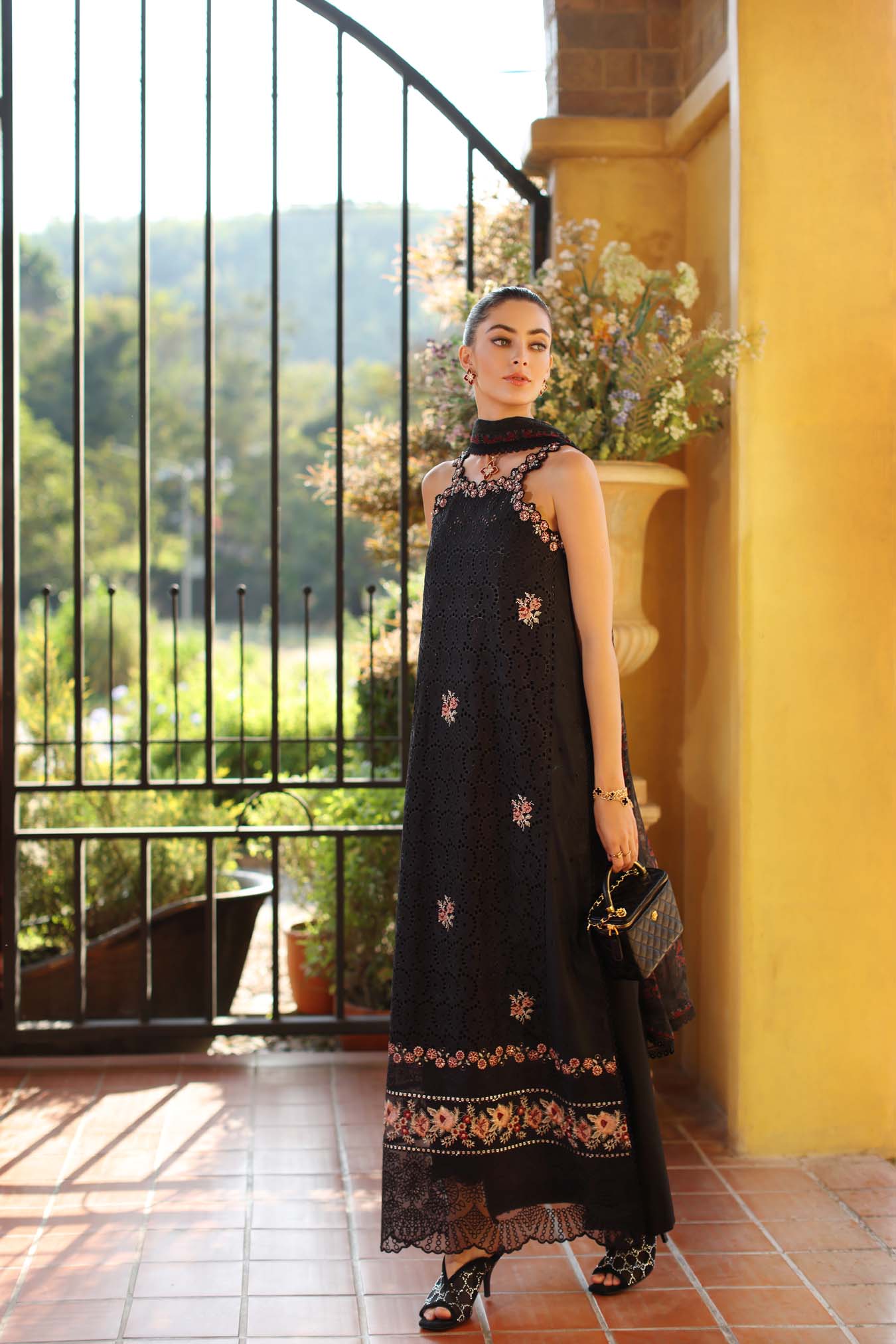 Saadia Asad | Luxury Eid Schiffli Laserkari 26 | D5 - B - Lunaria - Luxury Dress - available at Maria Faisal in UK and USA.