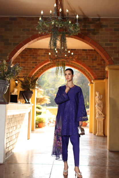 Saadia Asad | Luxury Eid Schiffli Laserkari 26 | D2 - A - Aloura - Luxury Dress - available at Maria Faisal in UK and USA.