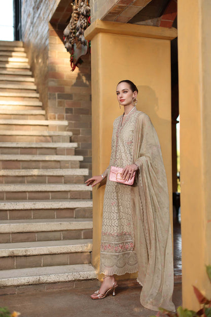 Saadia Asad | Luxury Eid Schiffli Laserkari 26 | D5 - A - Lunaria - Luxury Dress - available at Maria Faisal in UK and USA.