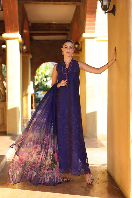 Saadia Asad | Luxury Eid Schiffli Laserkari 26 | D2 - A - Aloura - Luxury Dress - available at Maria Faisal in UK and USA.