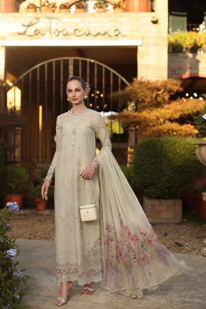 Saadia Asad | Luxury Eid Schiffli Laserkari 26 | D2 - B - Aloura - Luxury Dress - available at Maria Faisal in UK and USA.