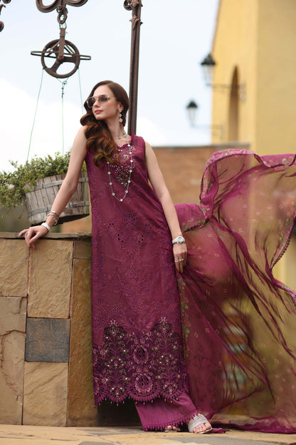Noor by Saadia Asad | Luxury Eid Schiffli Laserkari 26 | D8 -Rasberry love - Luxury Dress - available at Maria Faisal in UK and USA.