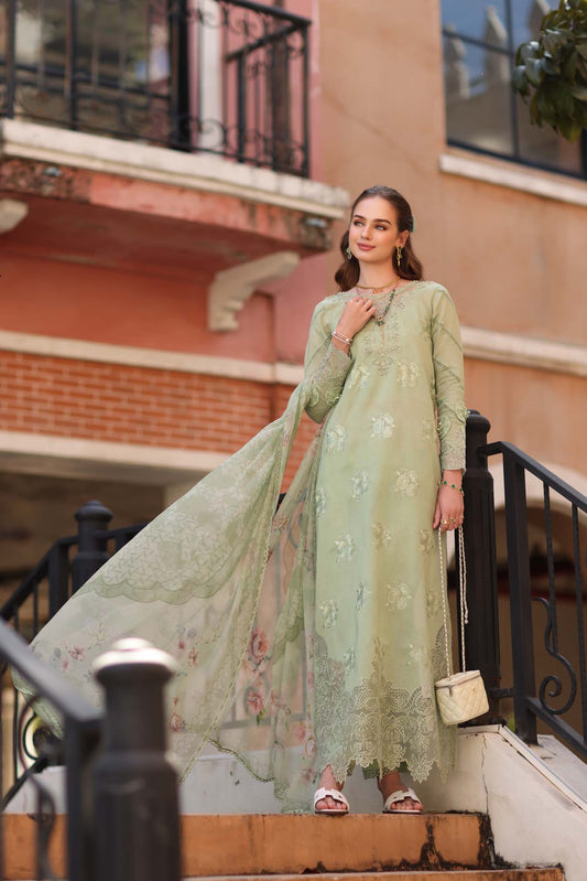 Noor by Saadia Asad | Eid Luxe Printkhaas 26 | D2 - A - Opal Mint - Luxury Dress - available at Maria Faisal in UK and USA.