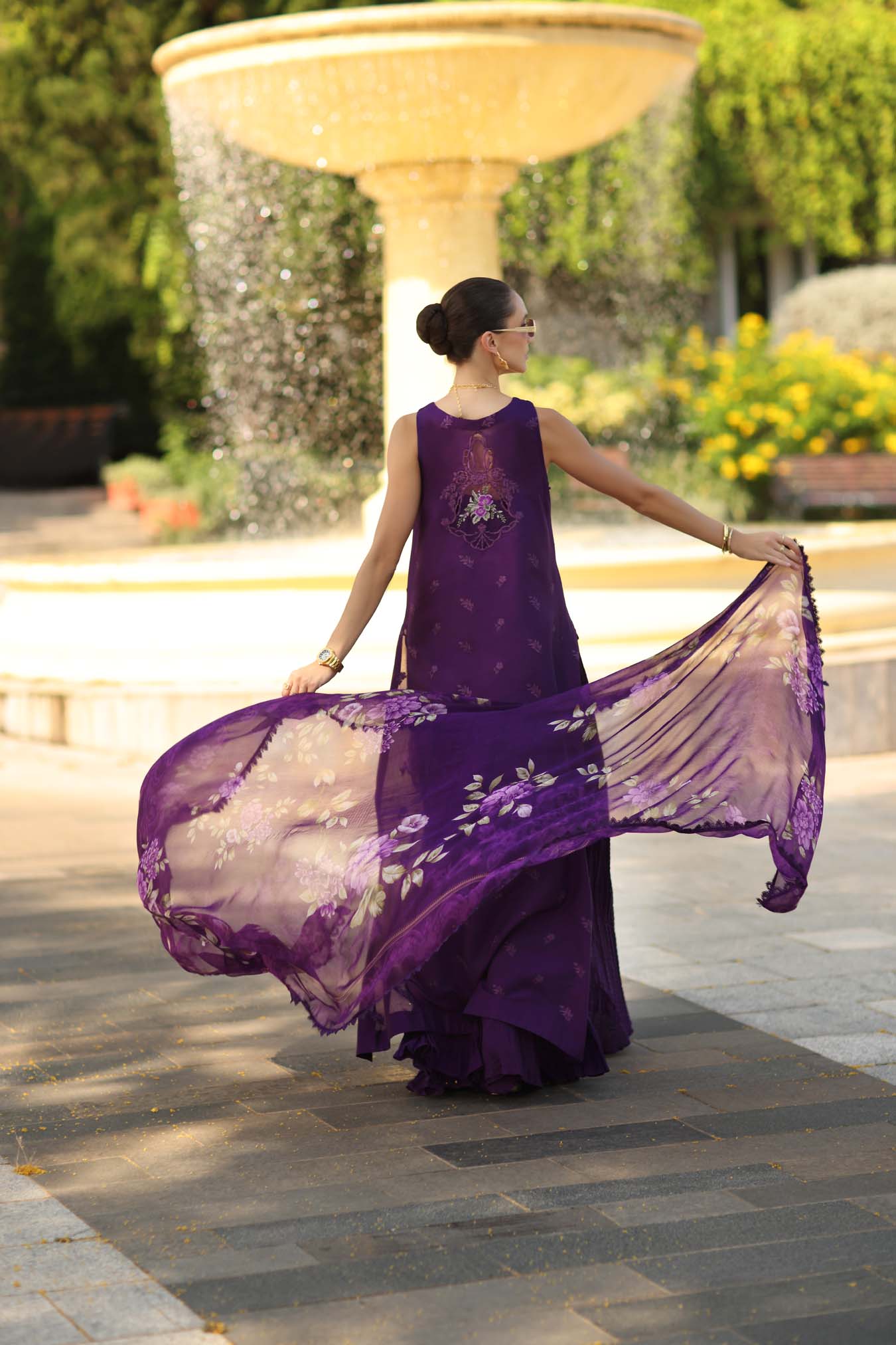 Noor by Saadia Asad | Luxury Eid Schiffli Laserkari 26 | D2 -Amalfi Amethyst - Luxury Dress - available at Maria Faisal in UK and USA.