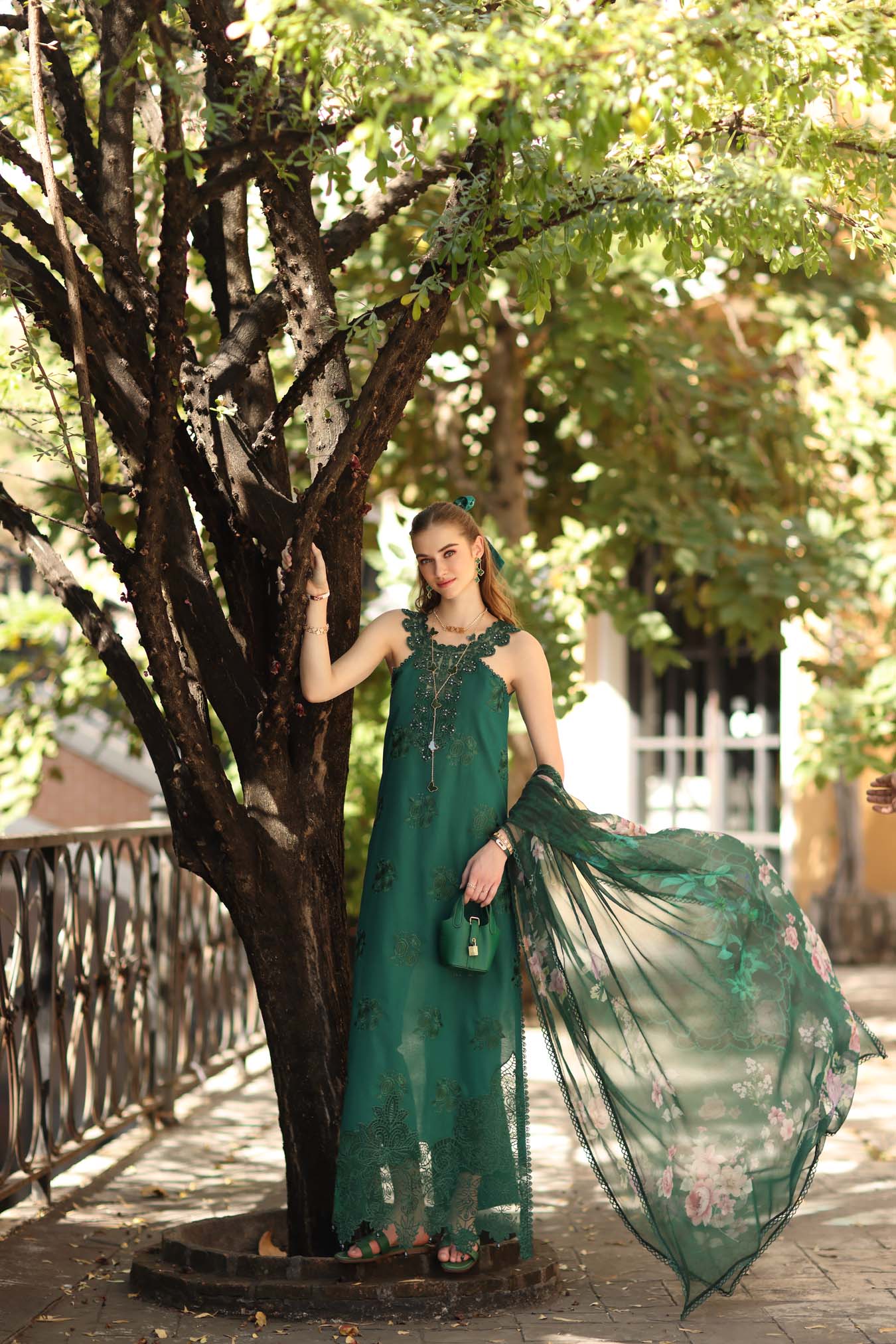 Noor by Saadia Asad | Eid Luxe Printkhaas 26 | D2 - B - Sage Green - Luxury Dress - available at Maria Faisal in UK and USA.